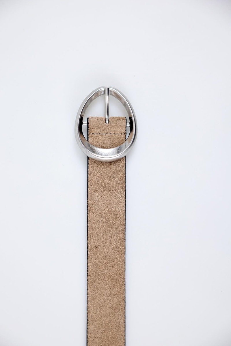 Açık Vizon Oval Tokalı Süet Kemer 