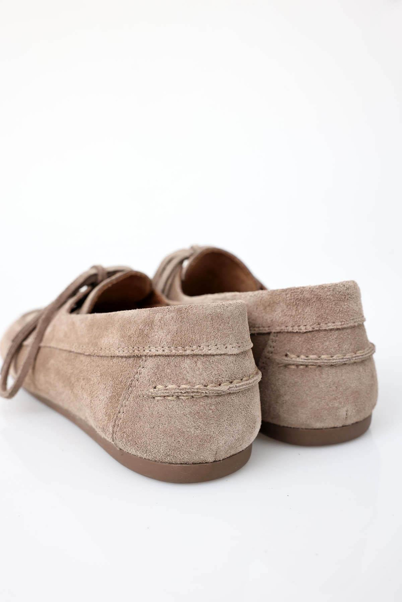 Açık Vizon Süet Bağcıklı Makosen 24325