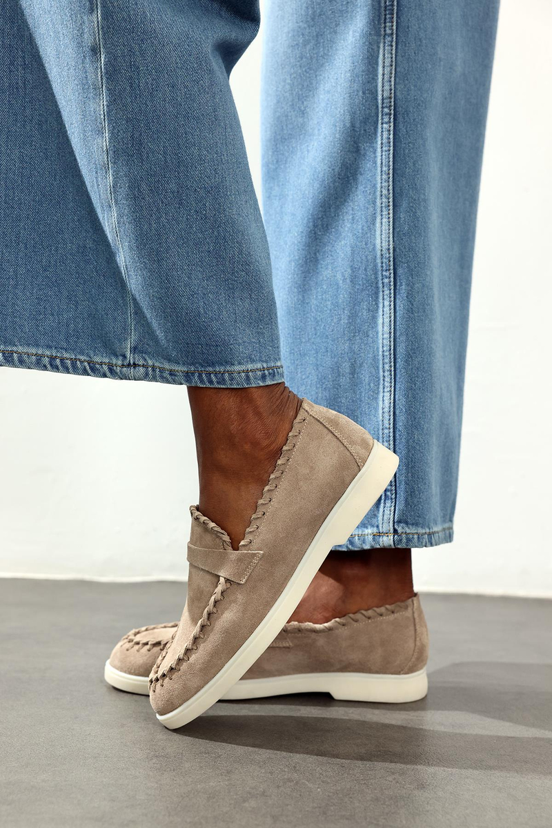 Açık Vizon Süet Örgü Makosen 25396