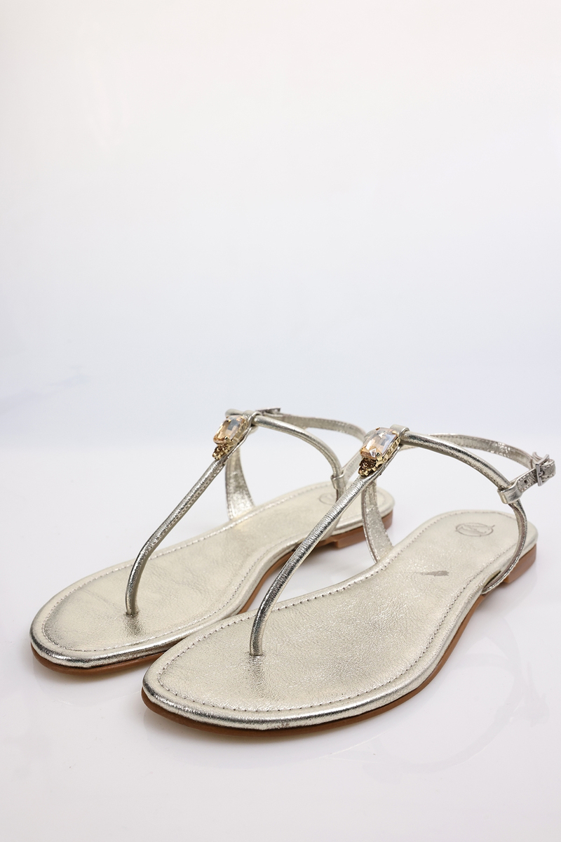 Altın Tek Taş Sandalet 26057