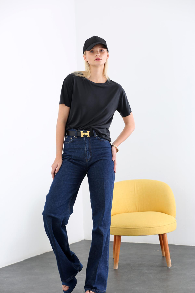 Antrasit Altı Kesik Modal Tshirt 