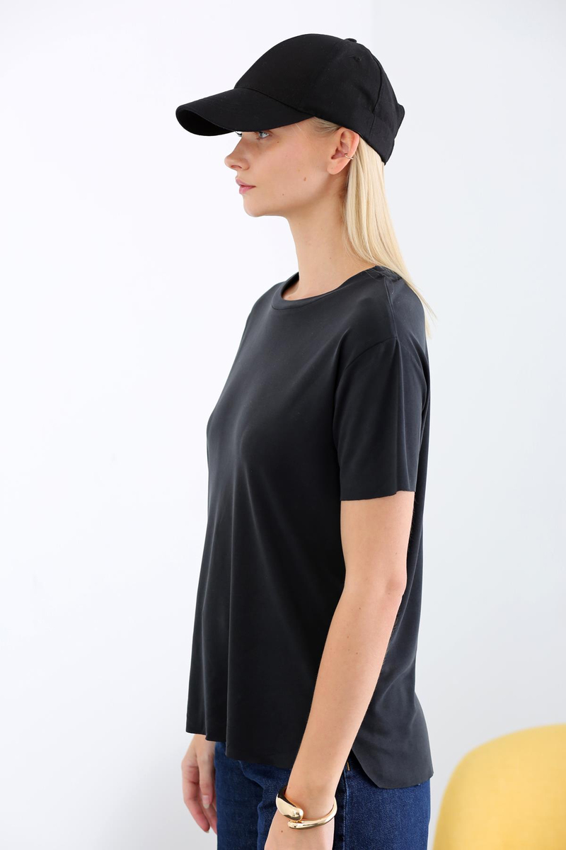 Antrasit Altı Kesik Modal Tshirt 