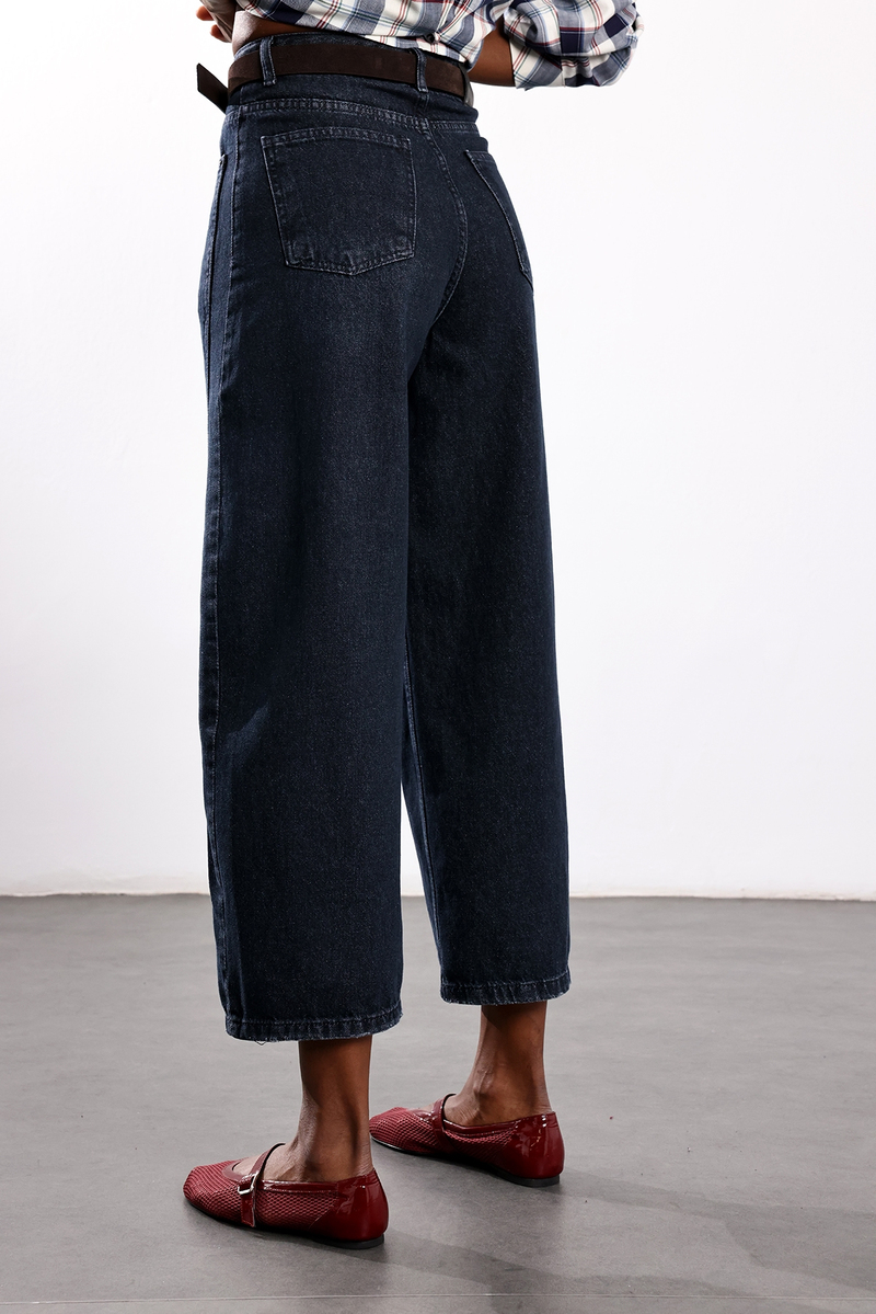 Antrasit Çift Dikişli Barrel Jean 545