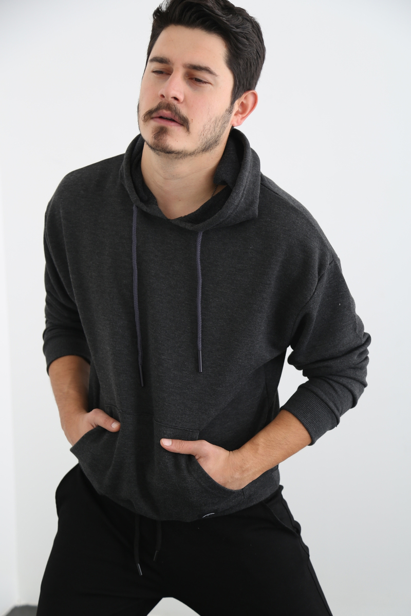 Antrasit Erkek Basic Sweatshirt 21569