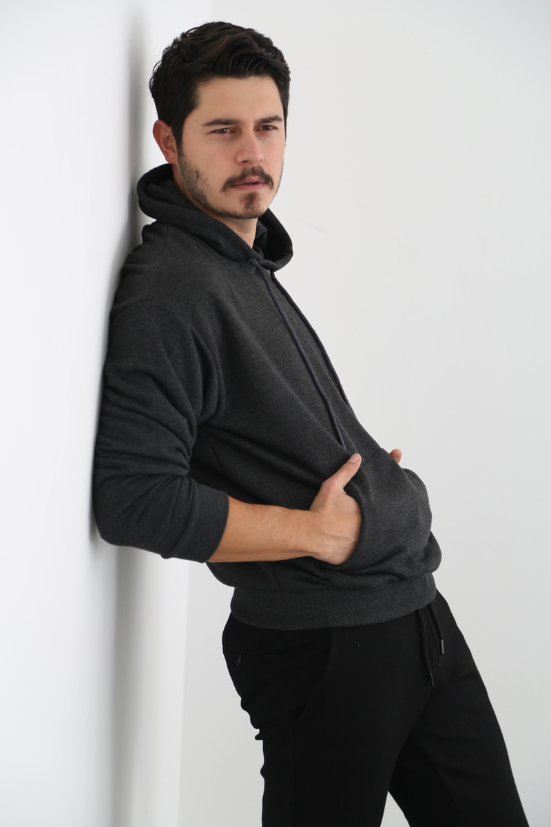 Antrasit Erkek Basic Sweatshirt 21569