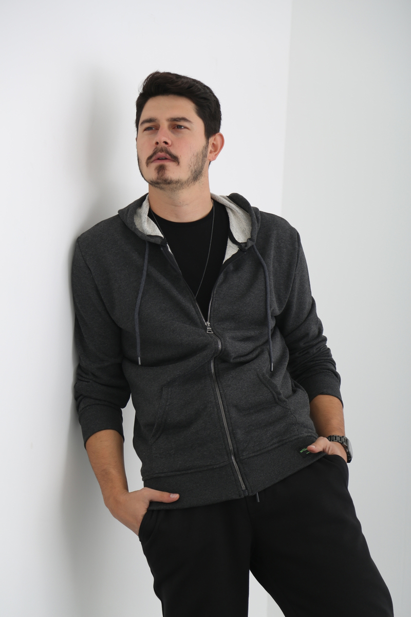 Antrasit Erkek Fermuarlı Sweatshirt M3101