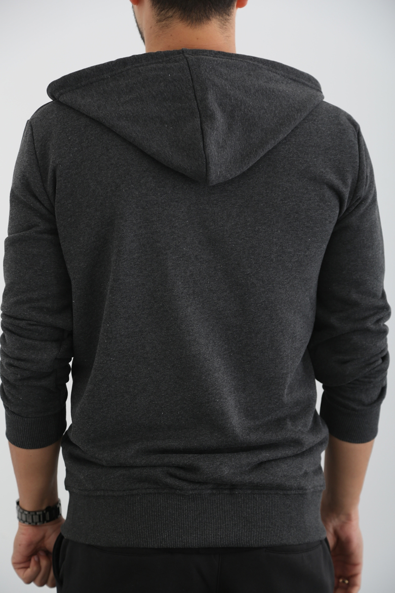 Antrasit Erkek Fermuarlı Sweatshirt M3101