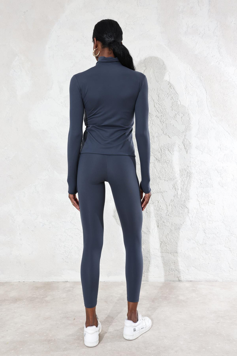 Antrasit Fermuarlı Sweatshirt Tayt Takım 4406