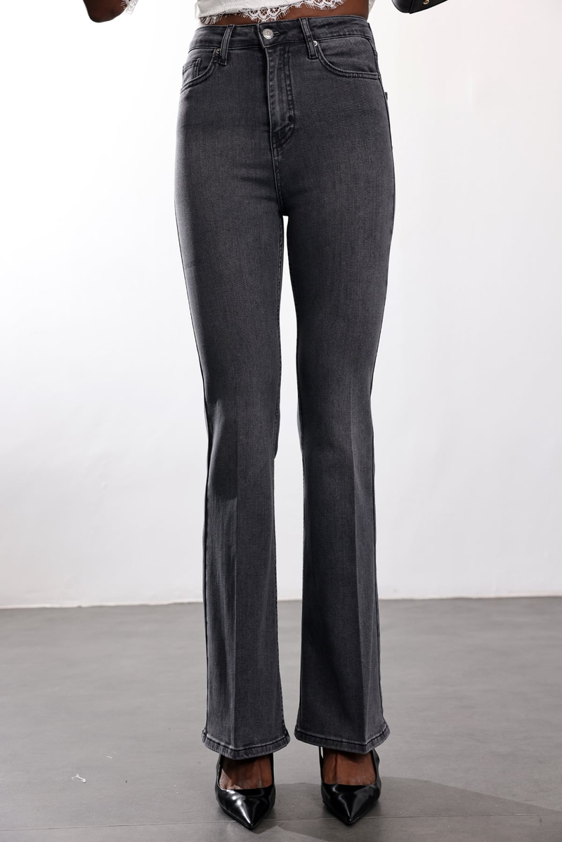 Antrasit Full Likra Toparlayan Flare Jean 7578