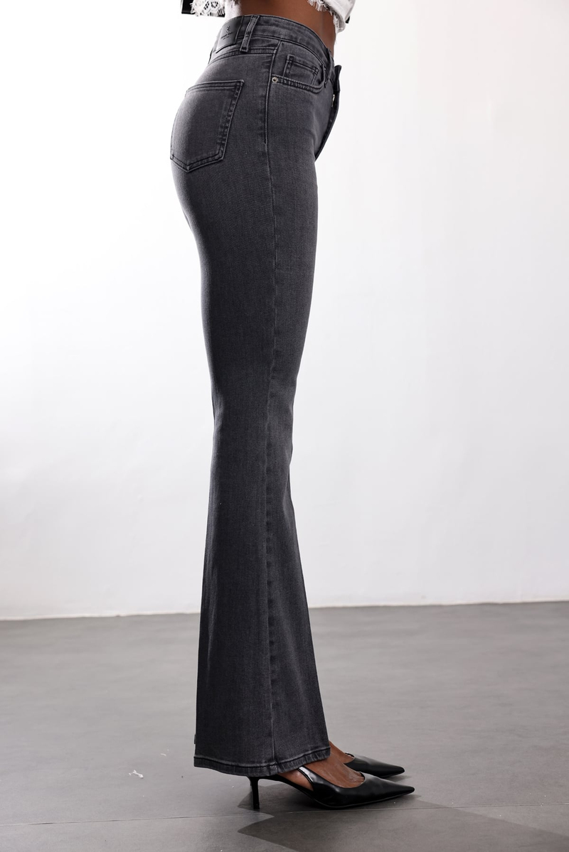 Antrasit Full Likra Toparlayan Flare Jean 7578
