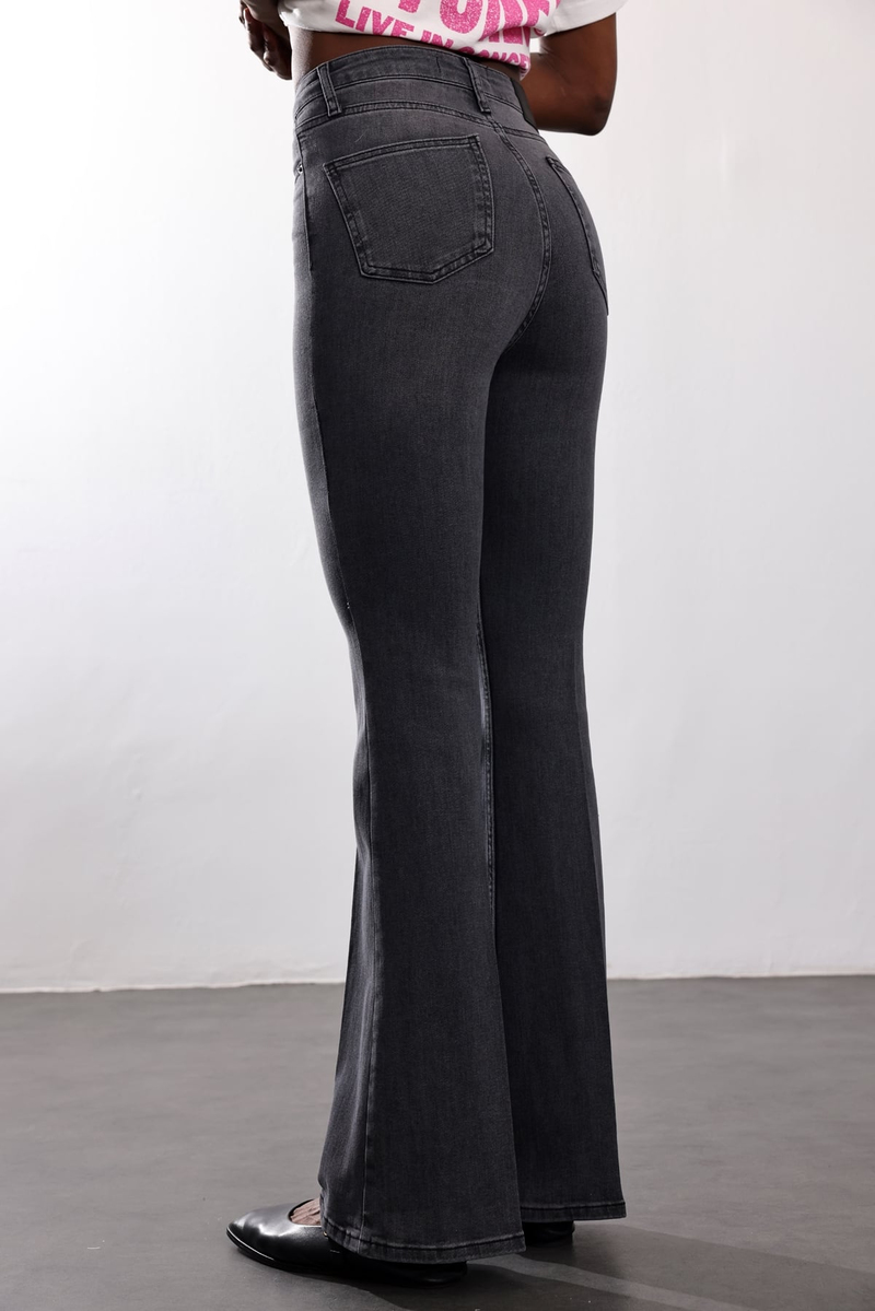 Antrasit Full Likra Toparlayan Flare Jean 7578