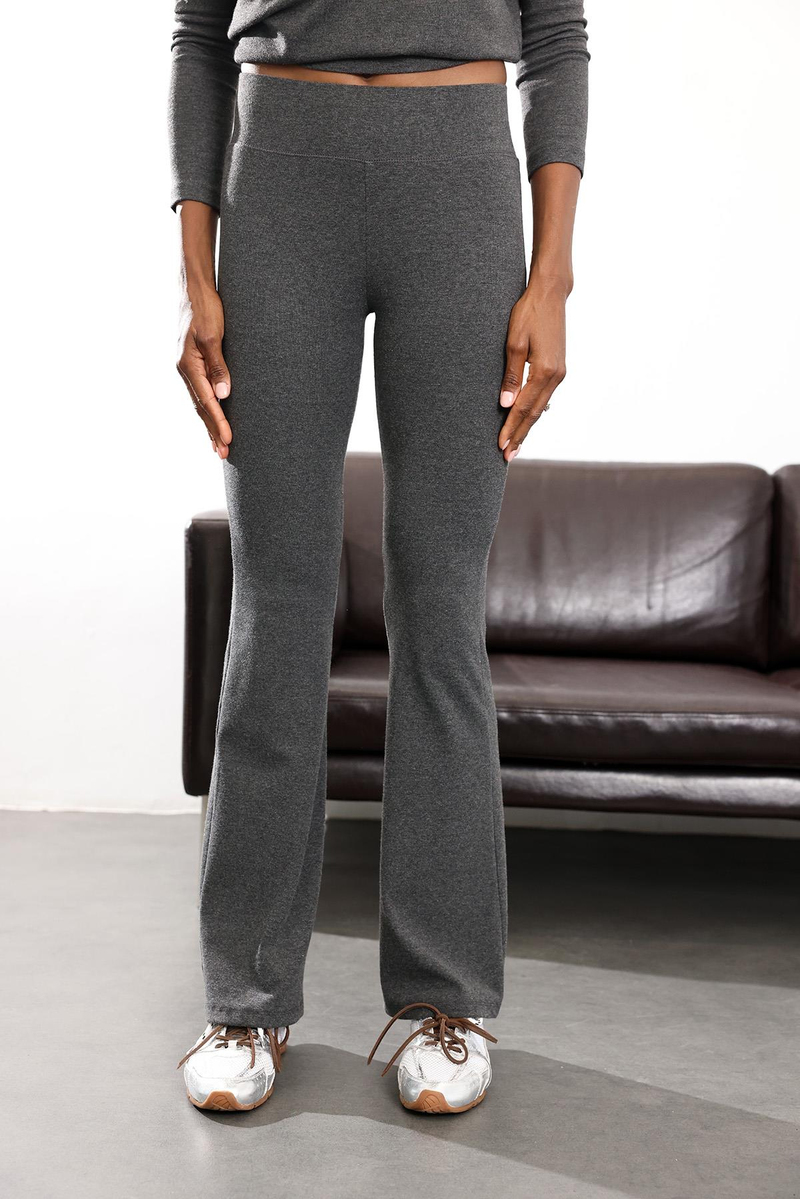 Antrasit İspanyol Paça Tayt Pantolon 24135