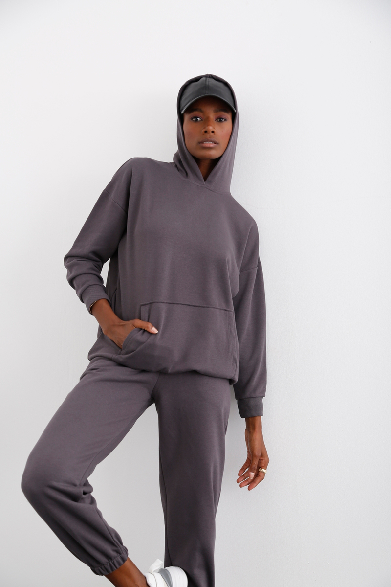 Antrasit Kanguru Cepli Sweatshirt 3234