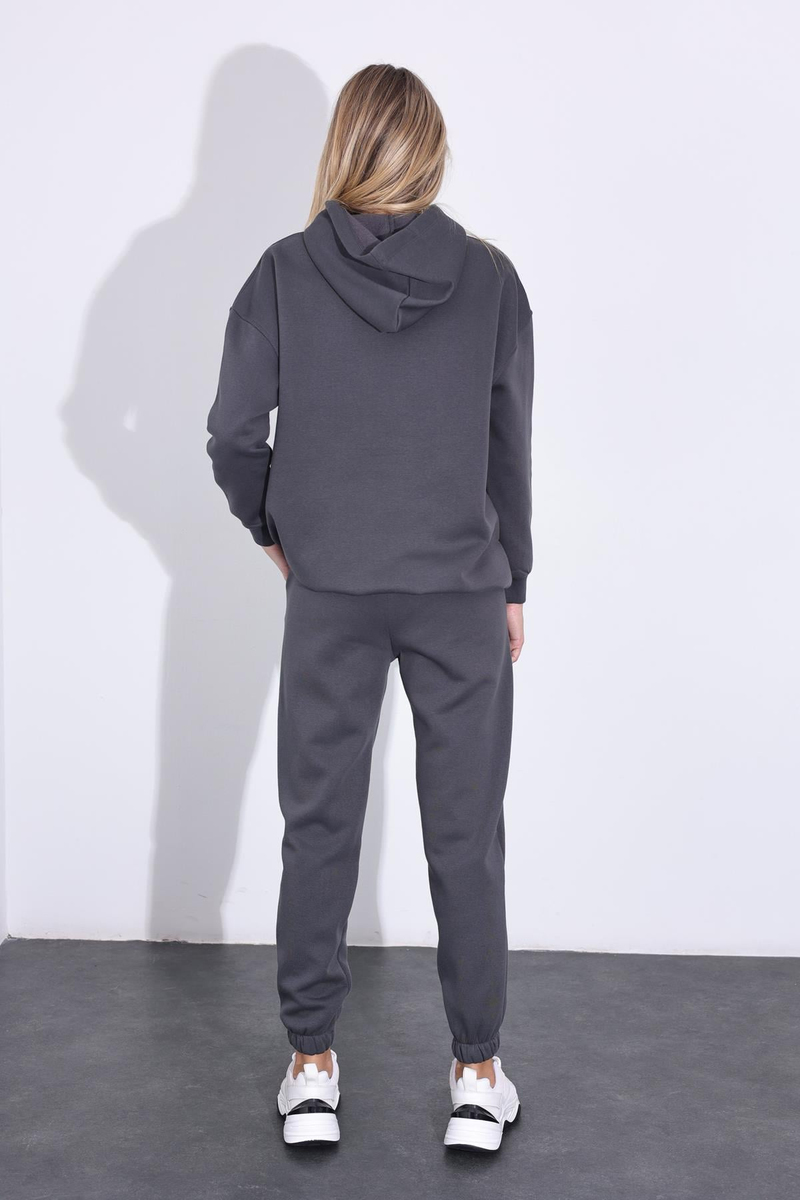 Antrasit Kapüşonlu Sweatshirt Eşofman Takım 3828