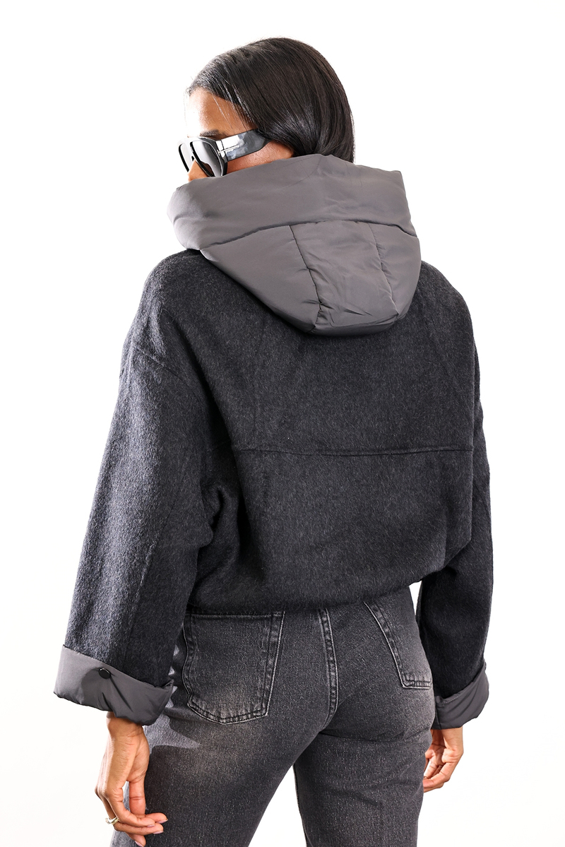 Antrasit Kaşe Bomber Mont 100043