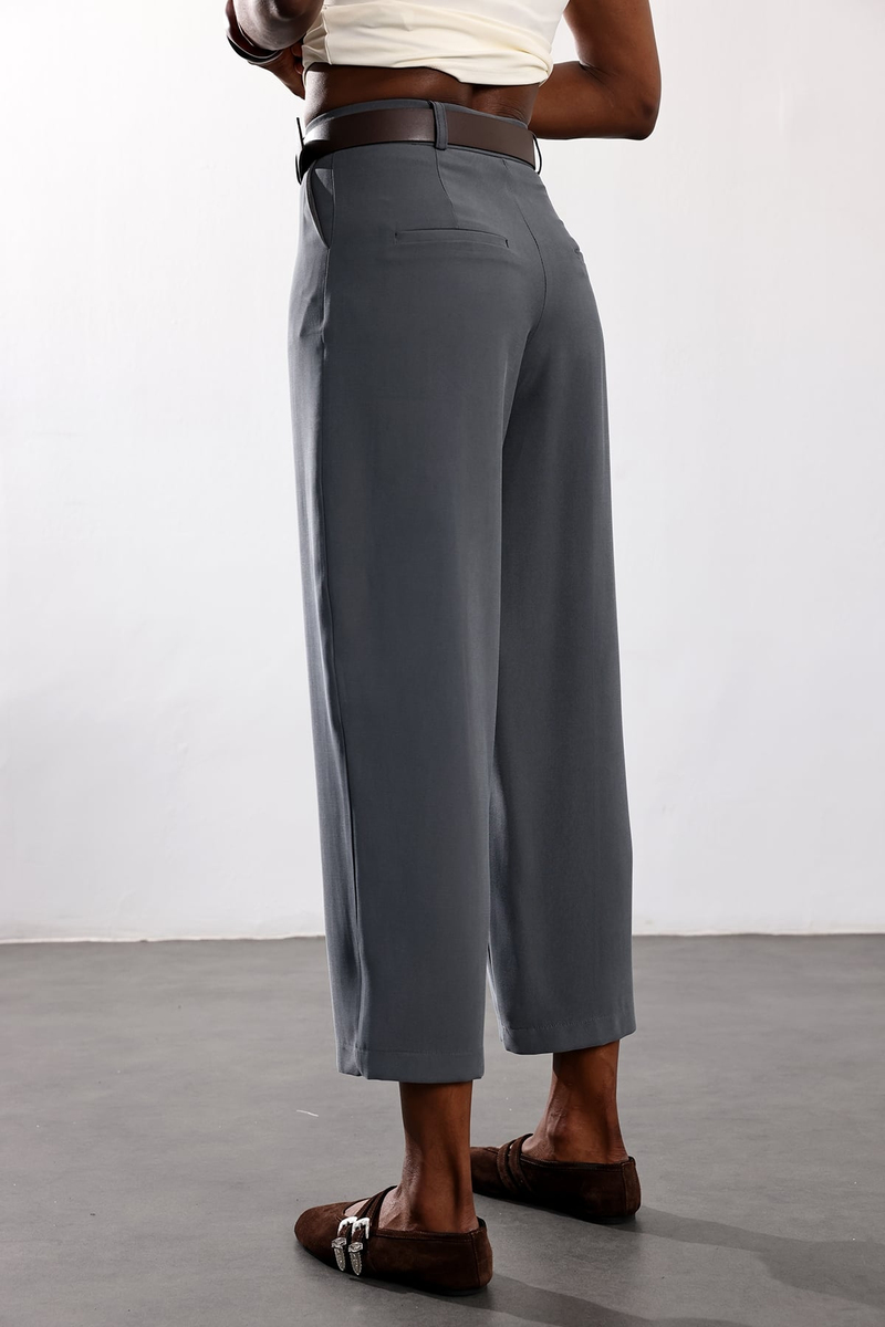 Antrasit Kemerli Barrel Pantolon 58549