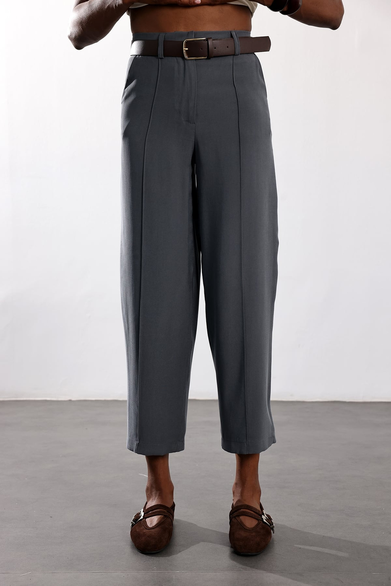 Antrasit Kemerli Barrel Pantolon 58549