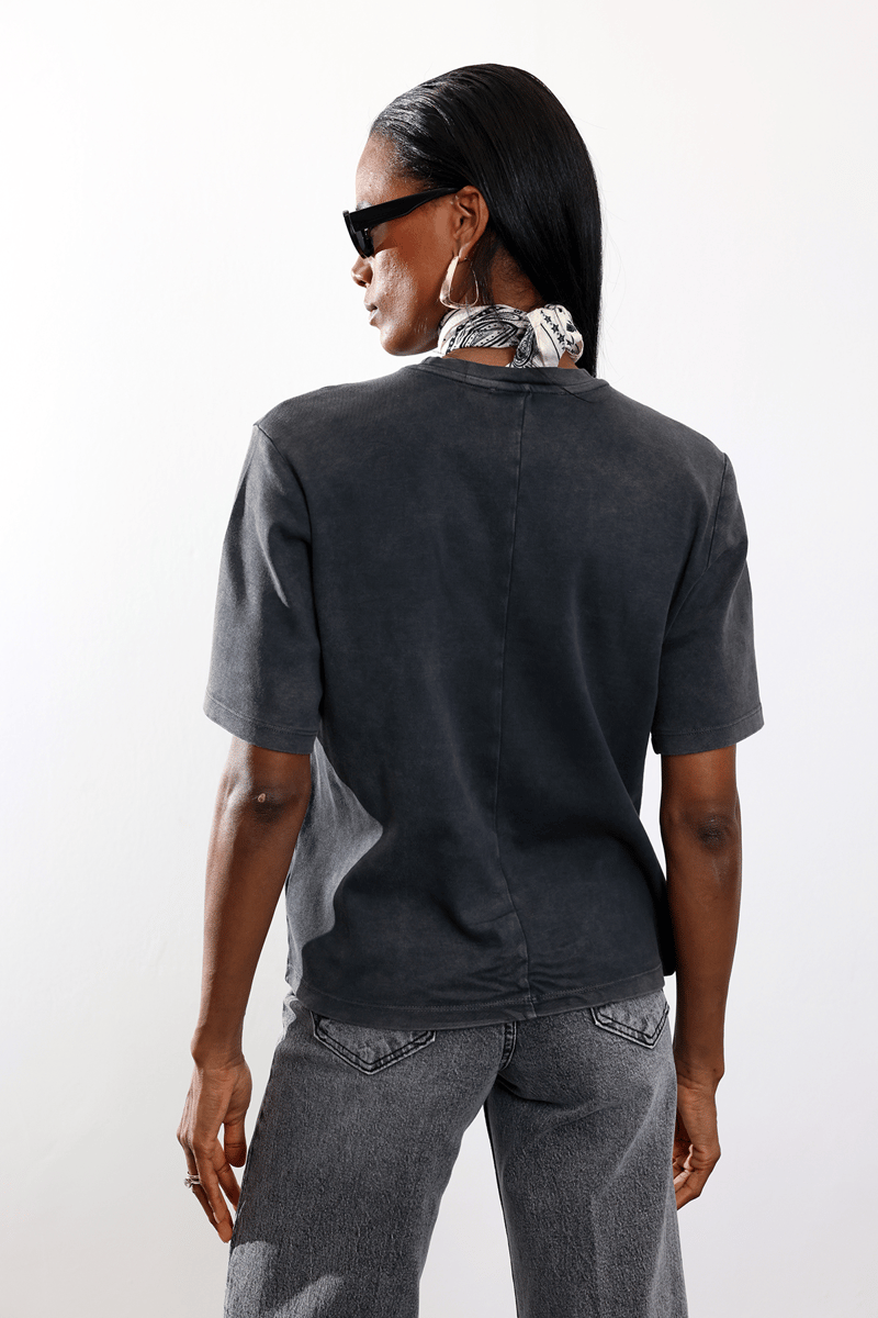 Antrasit Leopar Baskılı Tshirt 18111