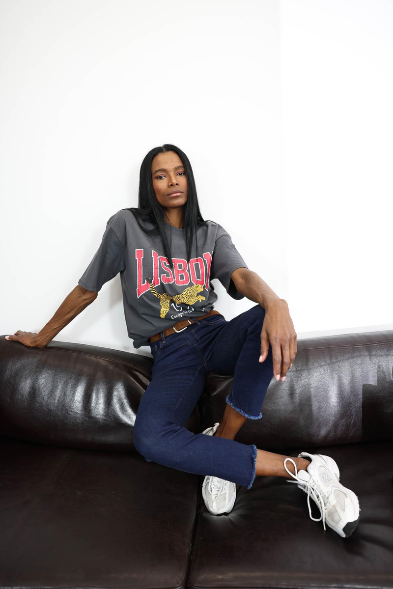 Antrasit Lisbon Baskılı Basic Tişört 