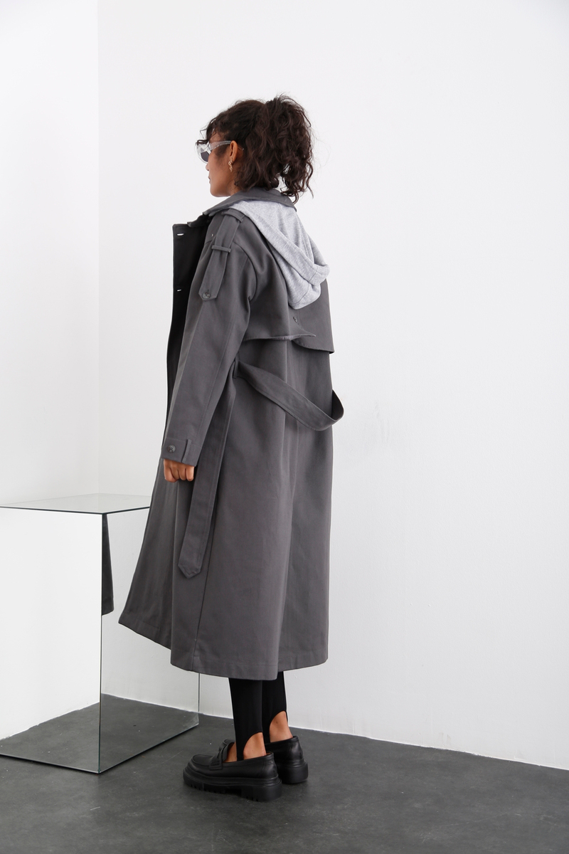 Antrasit Rüzgarlıklı Trenchcoat 54053