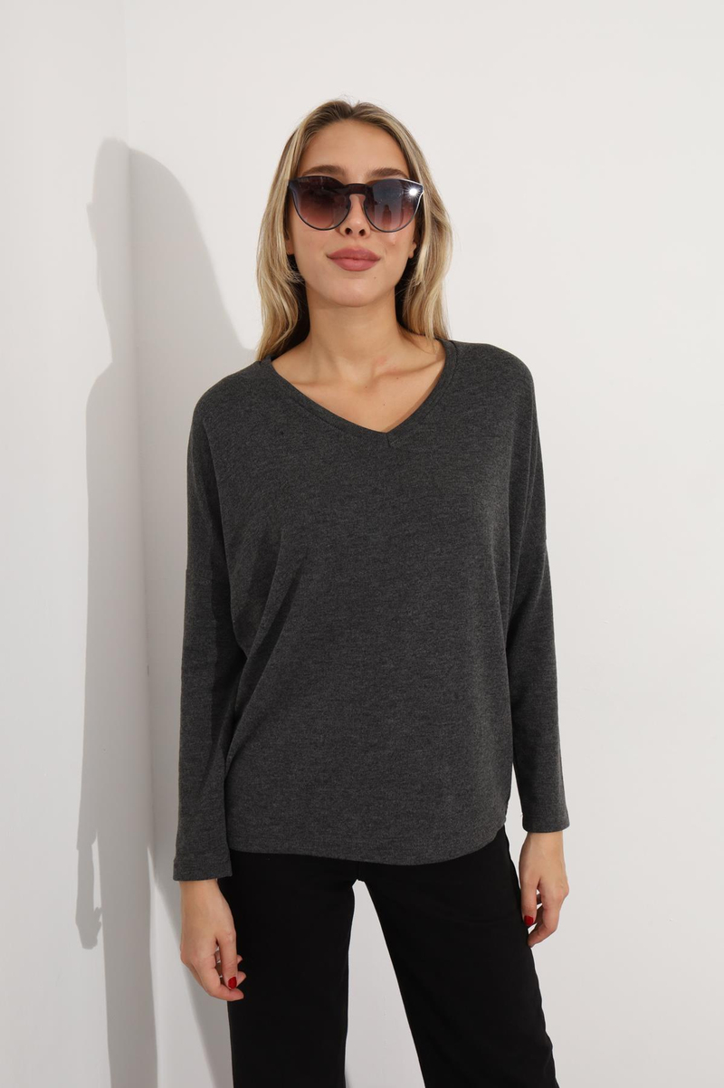 Antrasit V Yaka Basic Triko 7590