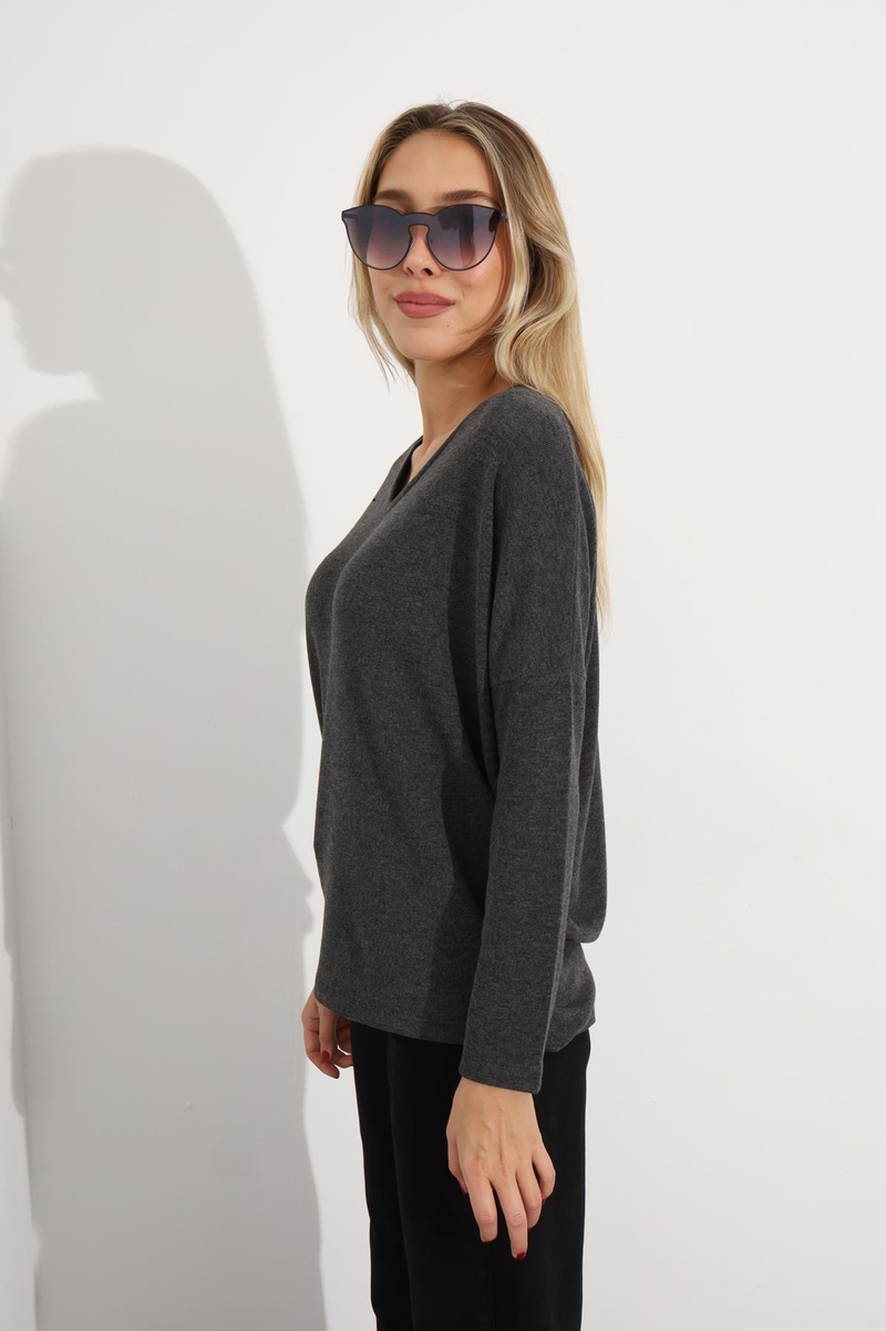 Antrasit V Yaka Basic Triko 7590