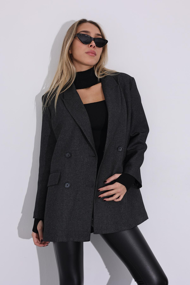Antrasit Vatkalı Blazer Ceket 54489