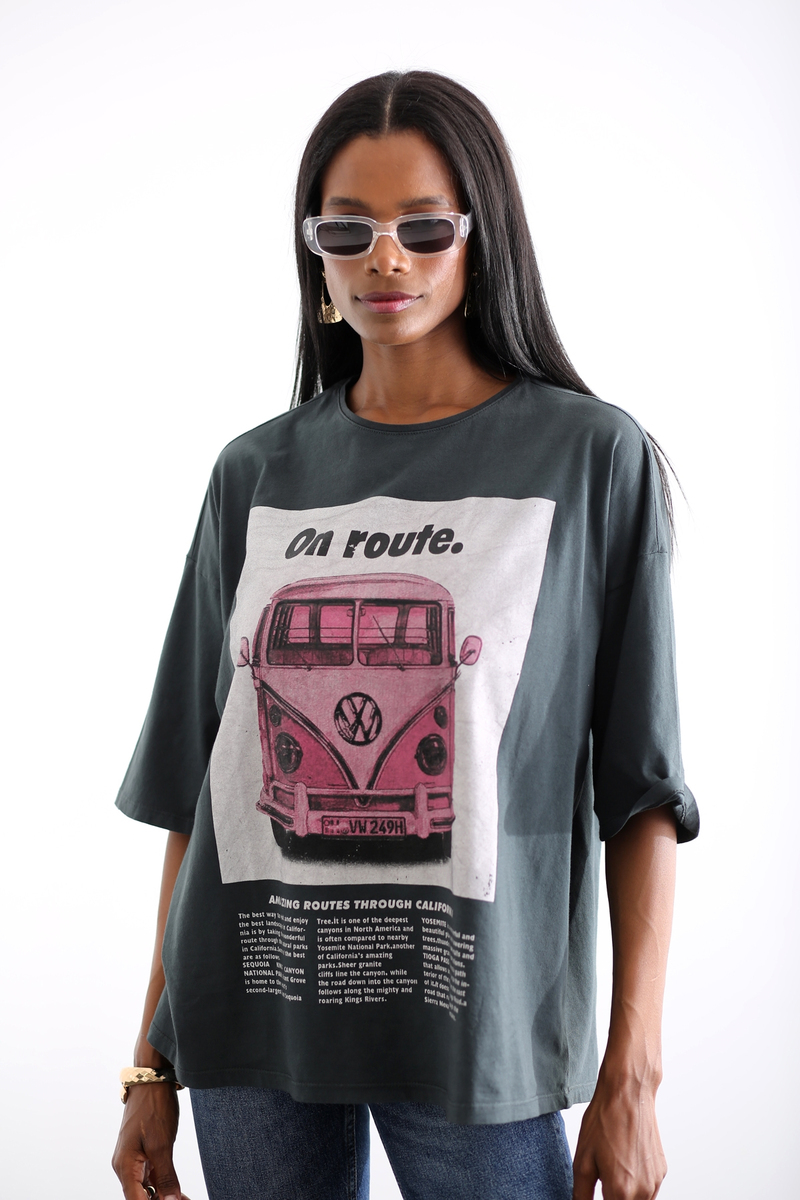 Antrasit Vosvos Baskılı Tshirt 0105