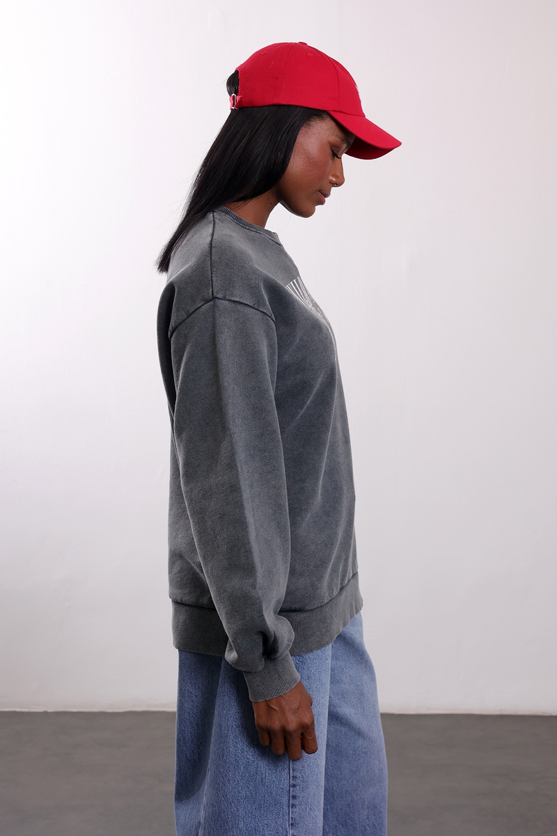 Antrasit Wild Muse Baskılı Sweatshirt 19106