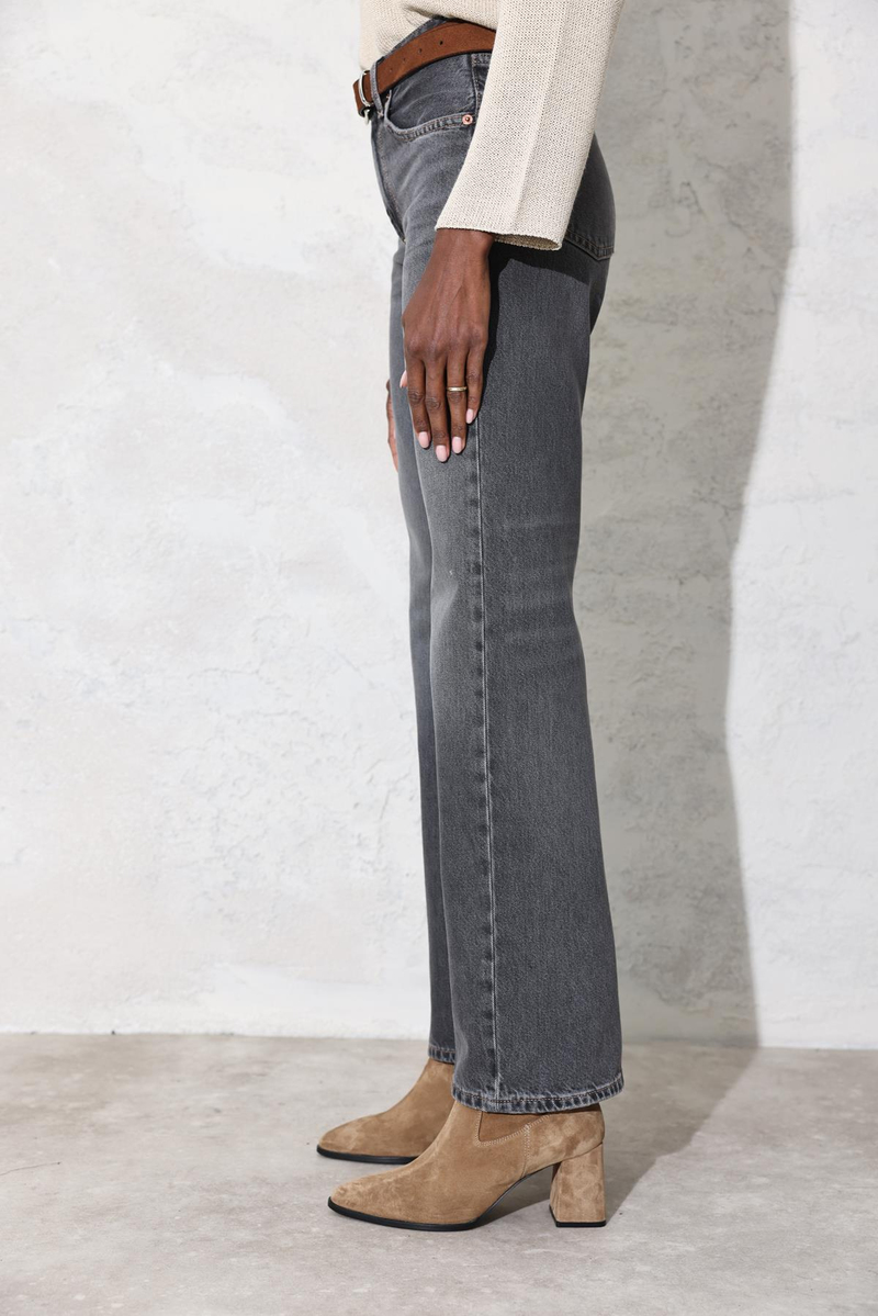 Antrasit Yüksek Bel Straight Jean 