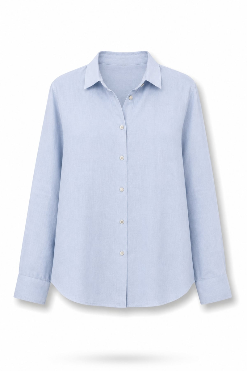 Baby Blue %100 Keten Lino Gömlek 