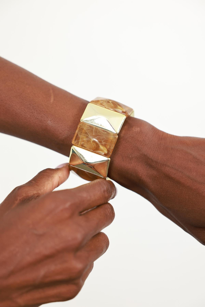 Bal Gold Detaylı Lastikli Bileklik 