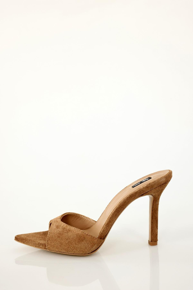 Bal Sivri Burun Topuklu Terlik 25157