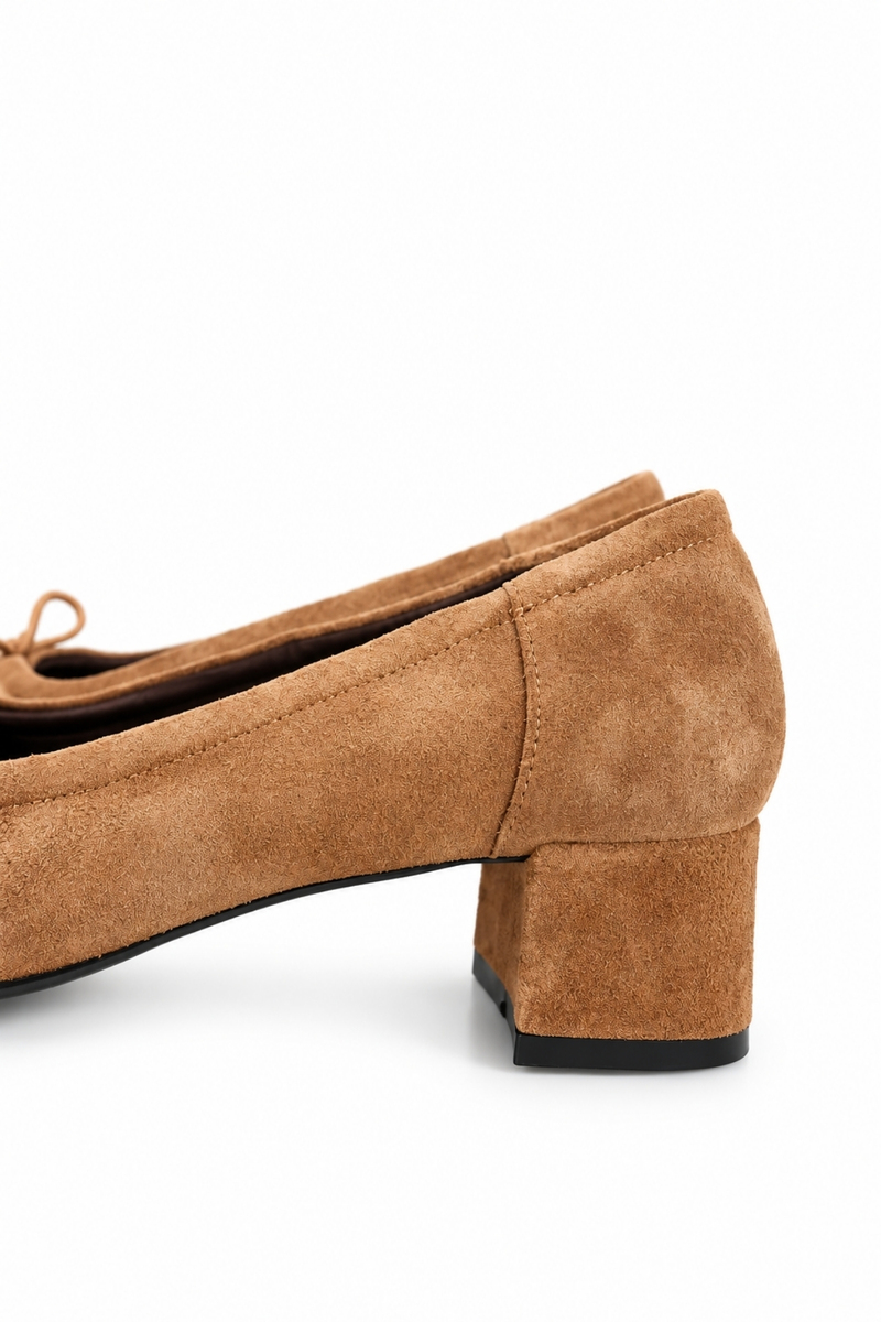Bal Süet Lastikli Topuklu Babet 26191