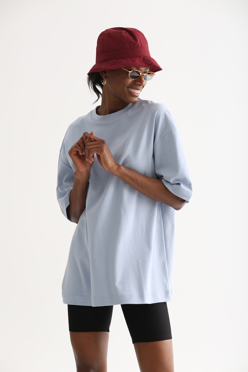 Bebe Mavi Bisiklet Yaka Basic Tshirt 