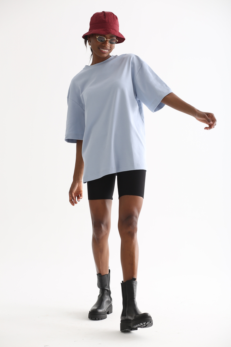 Bebe Mavi Bisiklet Yaka Basic Tshirt 