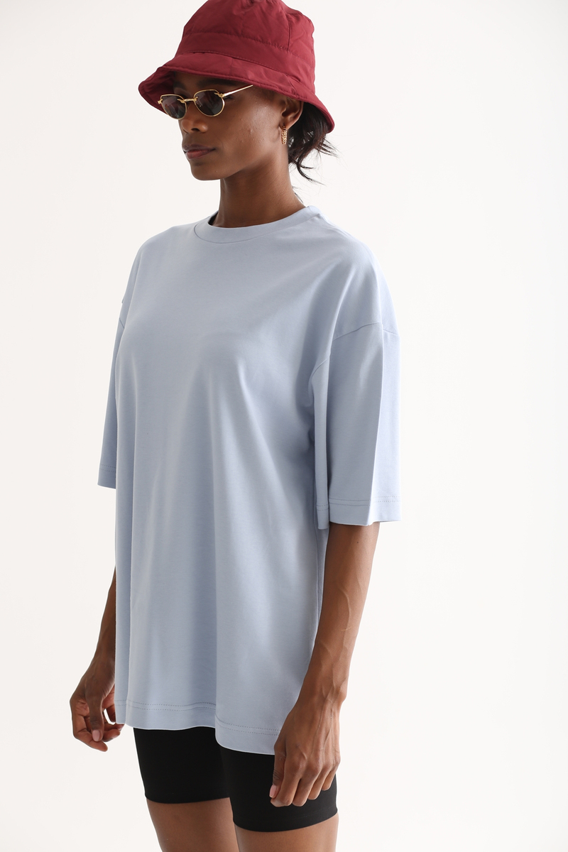 Bebe Mavi Bisiklet Yaka Basic Tshirt 