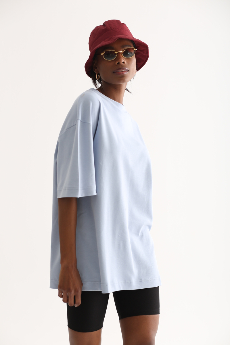 Bebe Mavi Bisiklet Yaka Basic Tshirt 