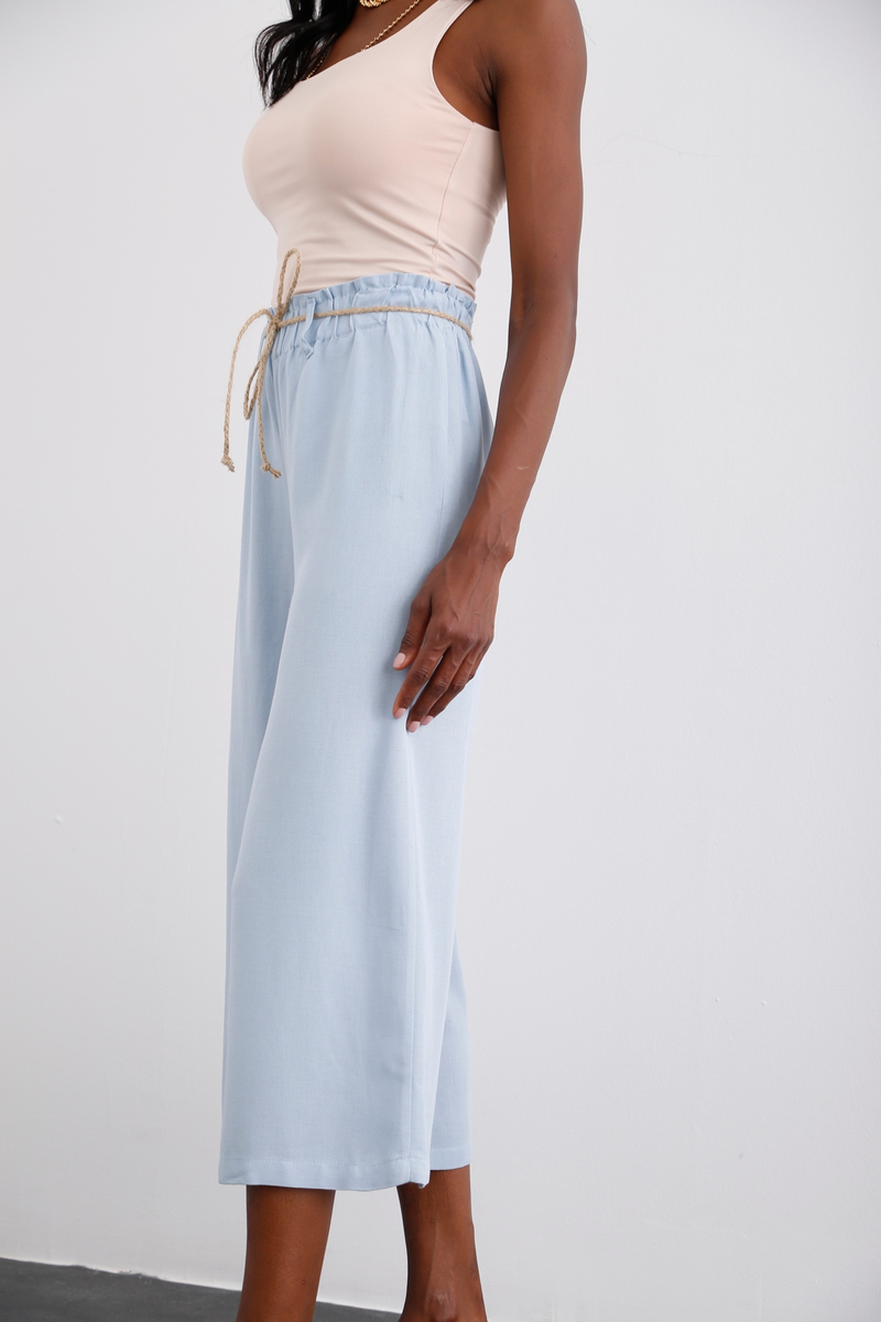 Bebe Mavi Geniş Paça Keten Pantolon 50146