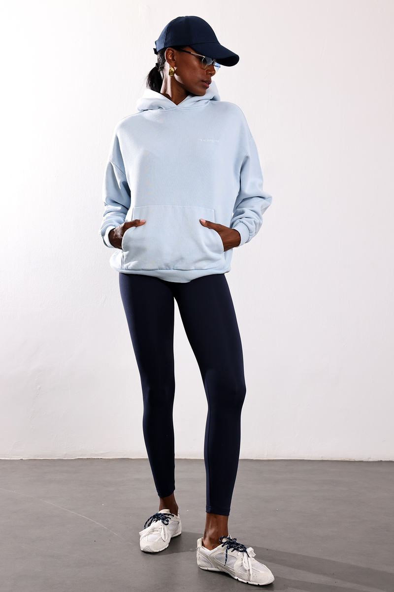 Bebe Mavi Heavens Yazılı Kapüşonlu Sweatshirt 10034