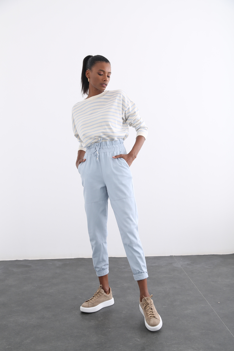 Bebe Mavi Oversize Çizgili Triko 13034