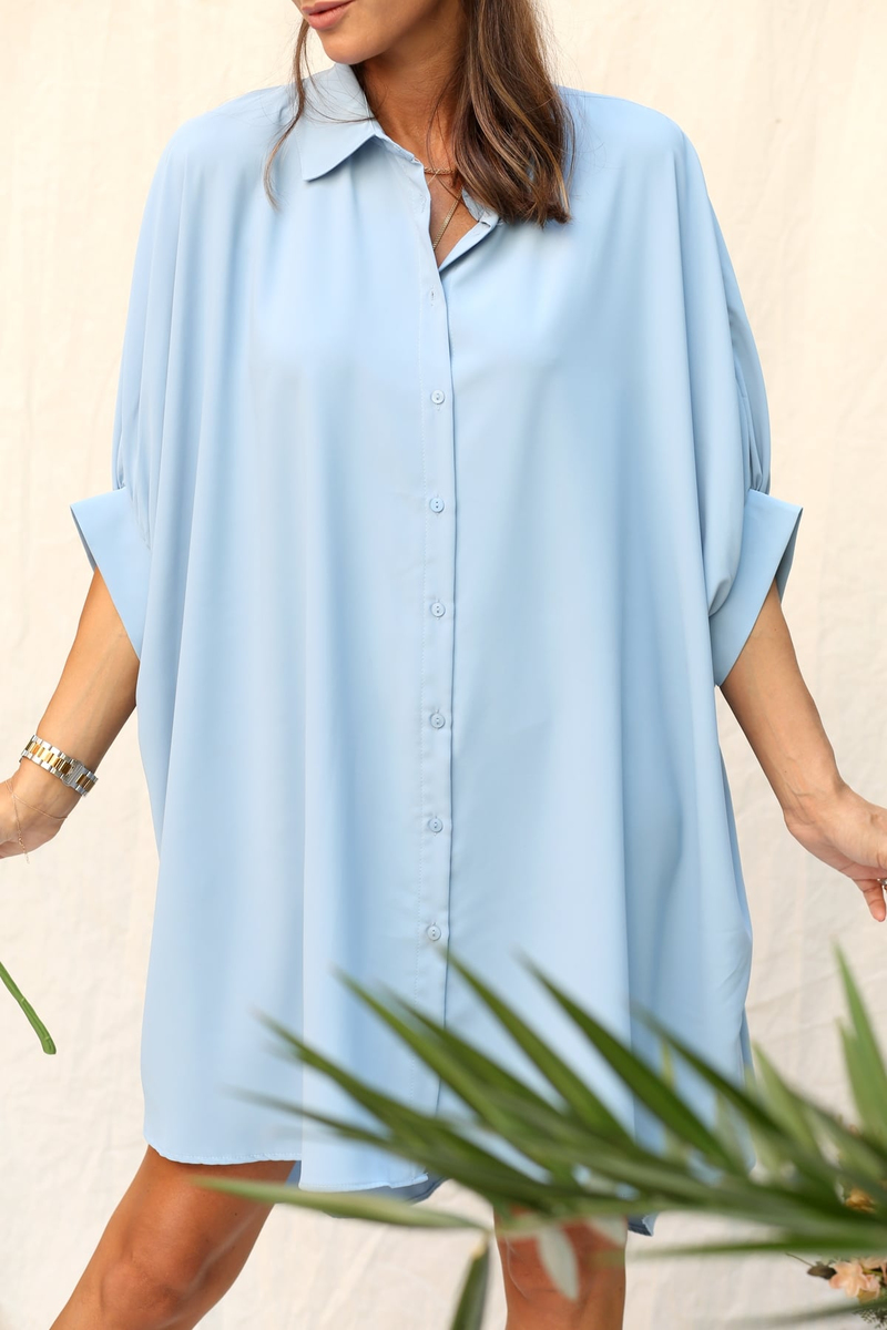 Bebe Mavi Yanları Pileli Oversize Tunik Elbise 68003