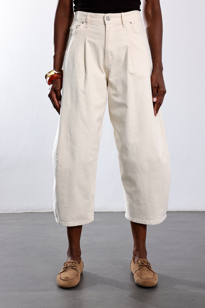 Bej Barrel Kesim Jean 3671