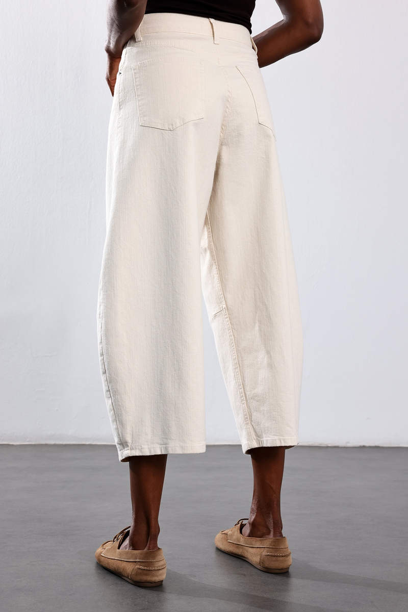 Bej Barrel Kesim Jean 3671