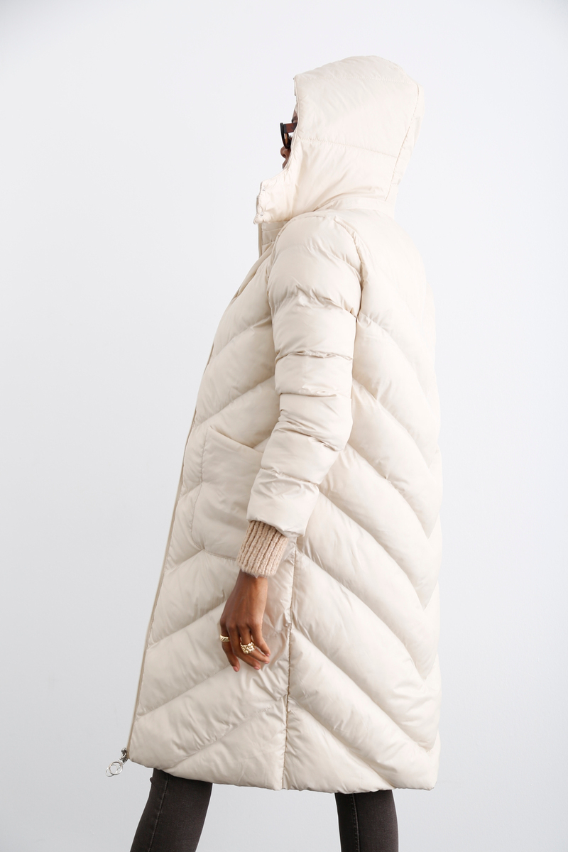 Bej Cepli Şişme Mont D89623