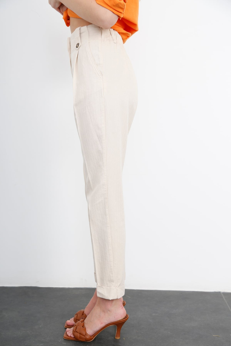 Bej Duble Paça Pantolon 50598