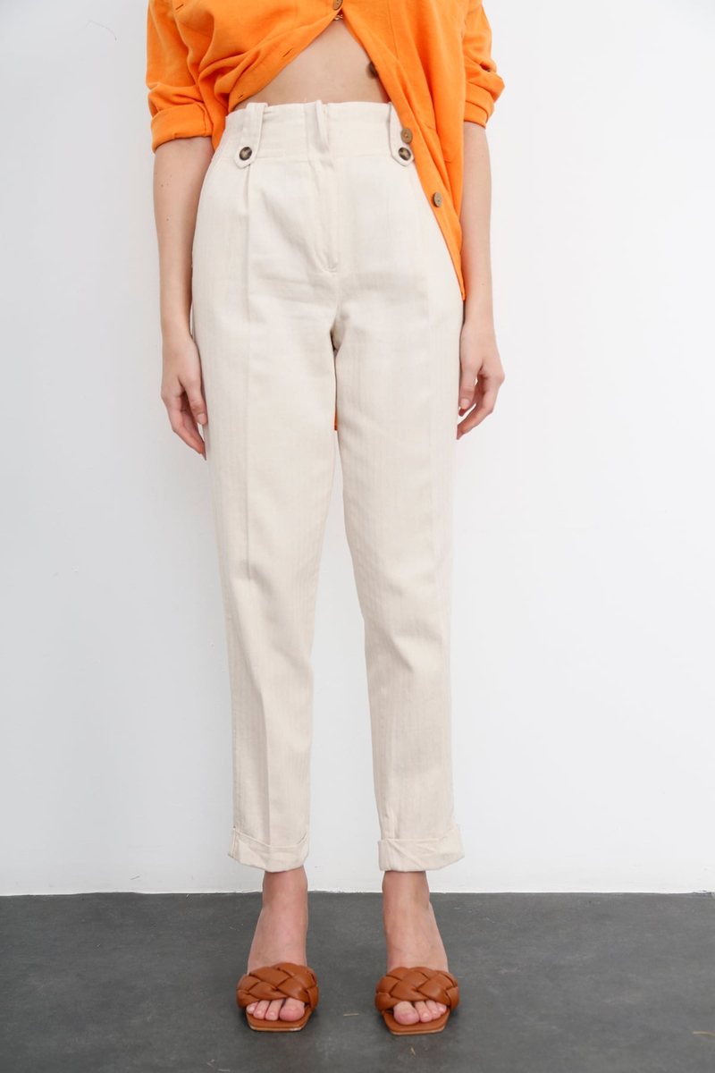 Bej Duble Paça Pantolon 50598