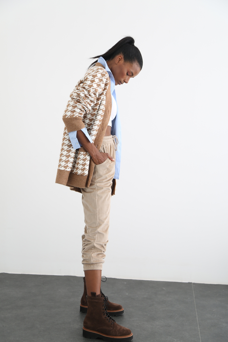 Bej Kadife Fitilli Jogger Pantolon 3385