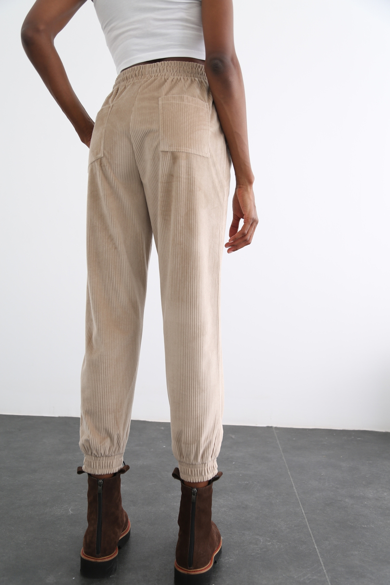 Bej Kadife Fitilli Jogger Pantolon 3385