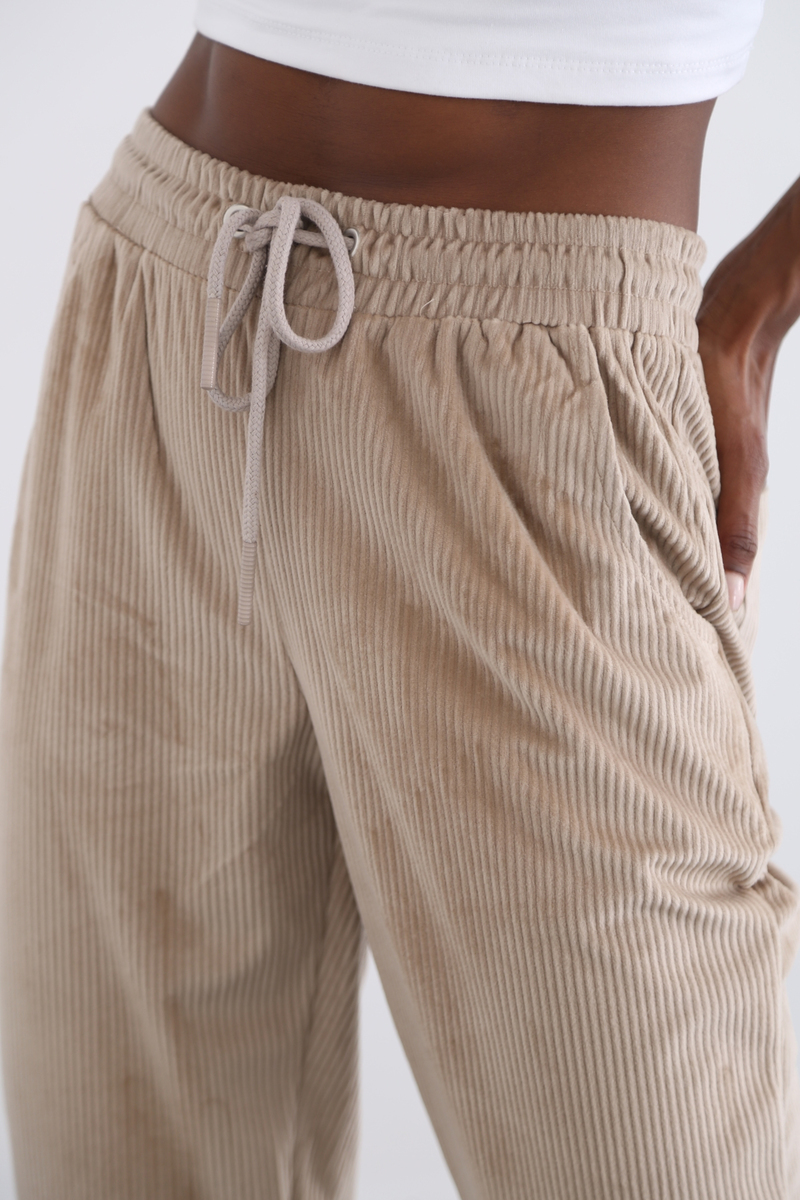 Bej Kadife Fitilli Jogger Pantolon 3385